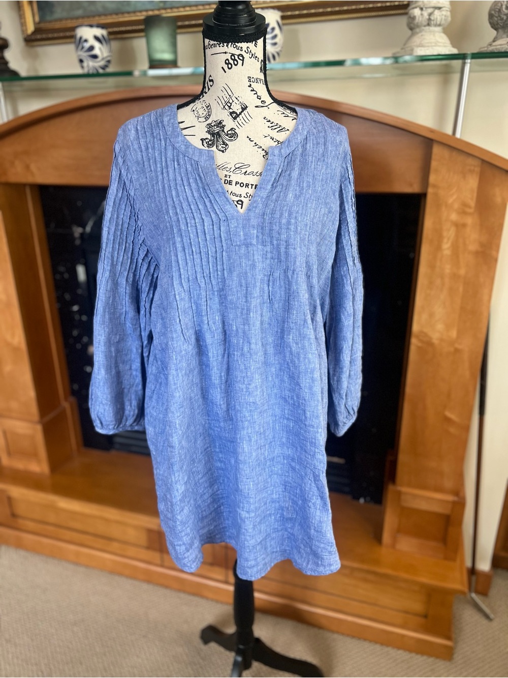 Vineyard Vines Blue Pintuck Linen Dress